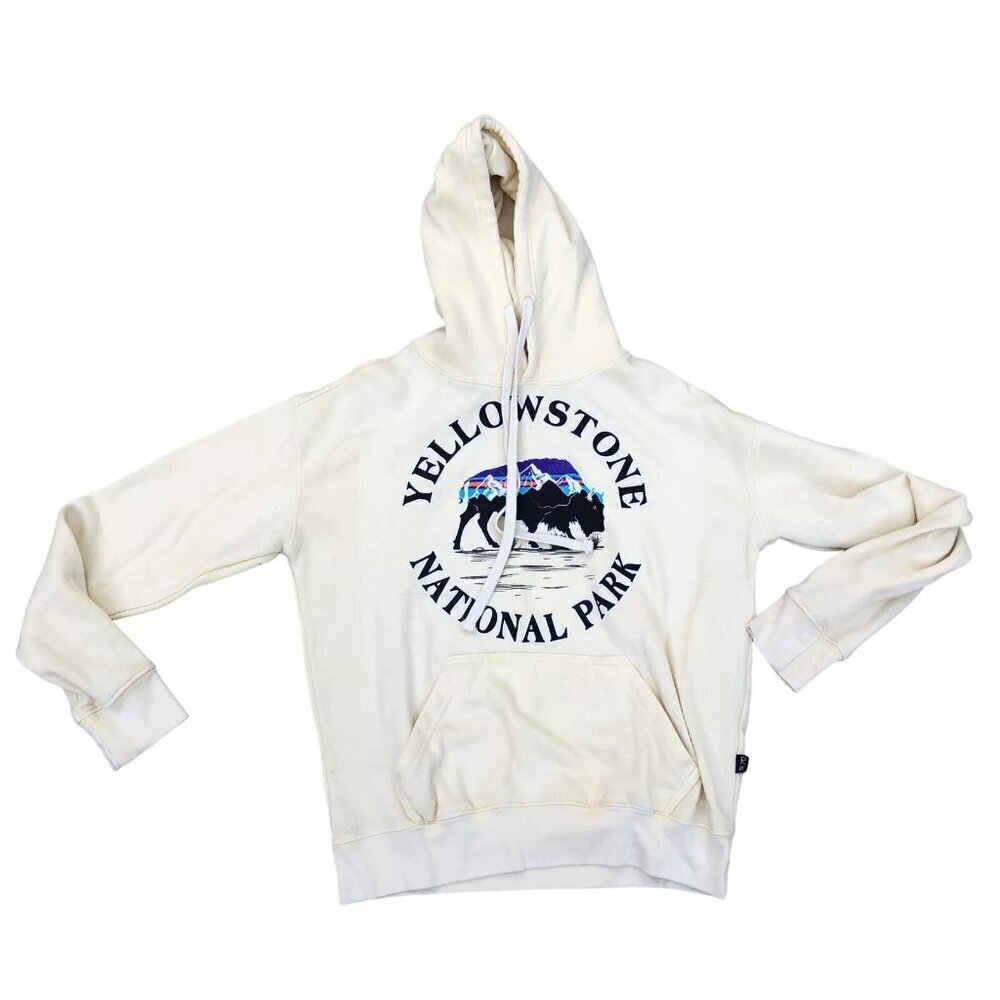RAGWEAR USA Yellowstone National Park Hoodie Sweatshirt Mens MED Yellow Pullover